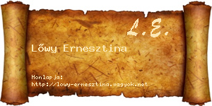 Lőwy Ernesztina névjegykártya